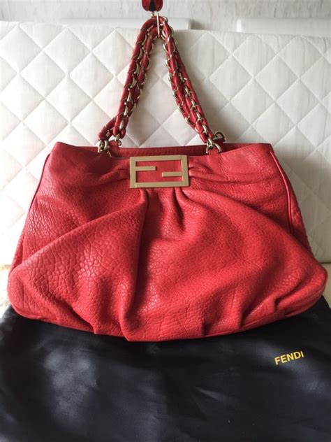 Mia leather handbag Fendi Red in Leather 